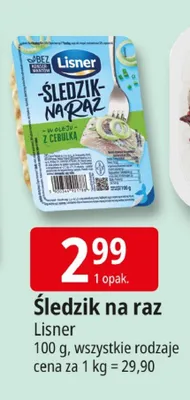 Śledzik na raz w oleju z cebulką Lisner promocja w Leclerc