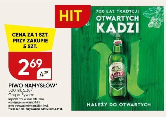 Piwo Namysłów promocja w Chata Polska