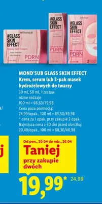 Krem, serum lub 3-pak masek hydrożelowych do twarzy mond'sub glass skin effect promocja w Lidl
