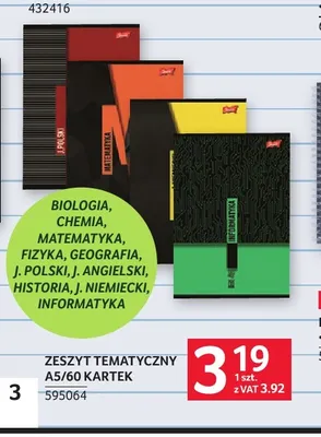 Zeszyt tematyczny A5/60 kartek promocja w Selgros