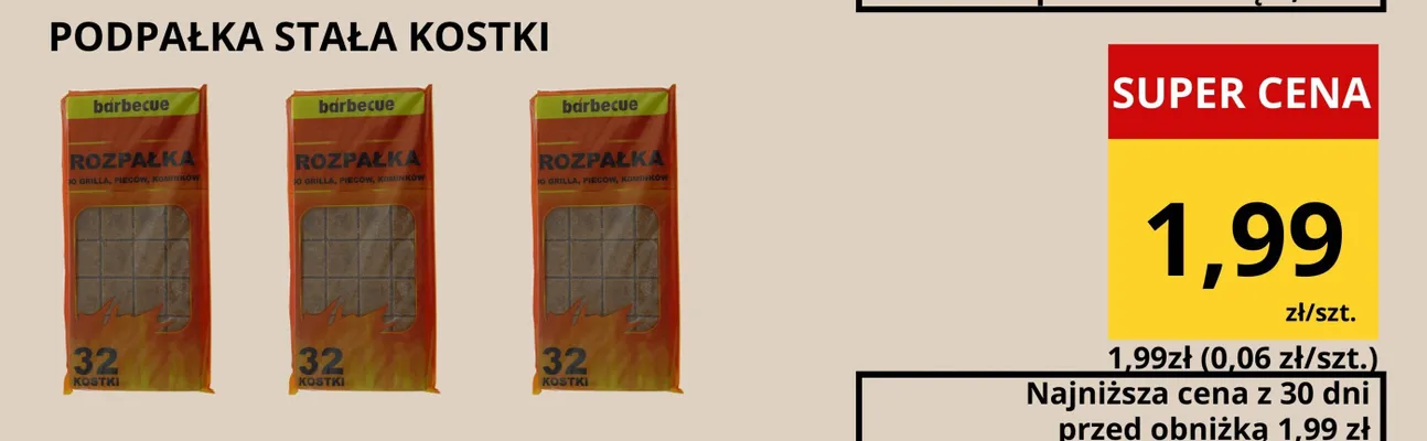 Podpałka stała kostki promocja w Supeco