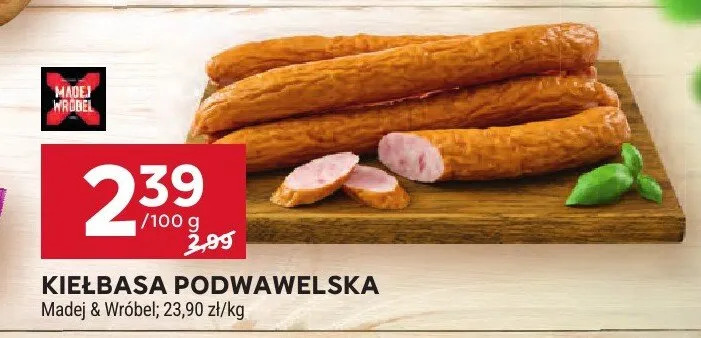 Kiełbasa podwawelska Madej & Wróbel promocja w Stokrotka
