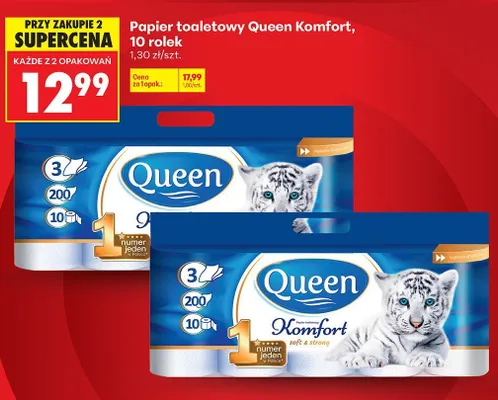 Papier toaletowy Queen Komfort 10-pak promocja w Biedronka