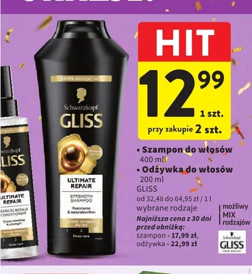 Odżywka do włosów Gliss promocja w Intermarche