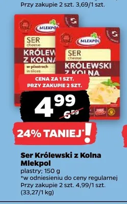 Ser Królewski z Kolna Mlekpol plastry promocja w Netto
