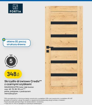 Skrzydło drzwiowe Credis z czarnymi szybkami Fortia promocja w Castorama