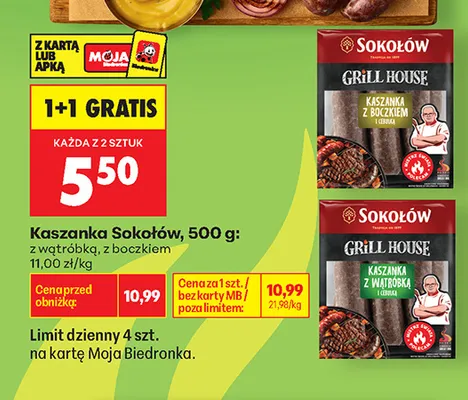 Kaszanka z boczkiem i cebulą Sokołów promocja w Biedronka