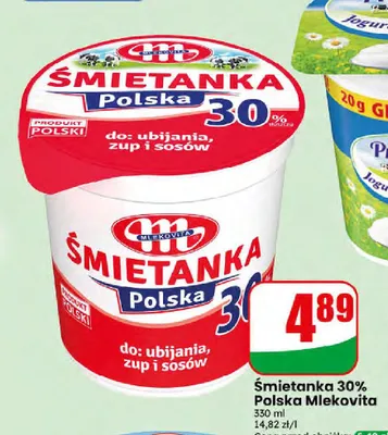 Śmietanka 30% Polska Mlekovita promocja w Dino