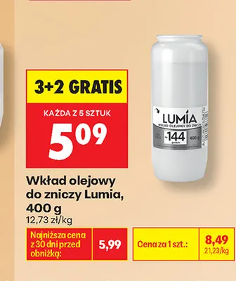 Wkład olejowy do zniczy Lumia promocja w Biedronka