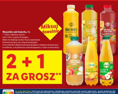 Sok 100% tłoczony na zimno promocja w Lidl