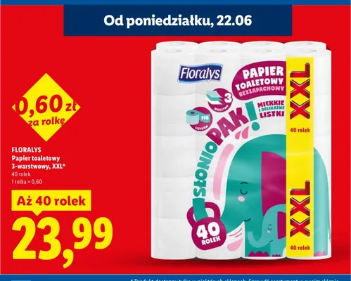 Papier toaletowy Floralys 3-warstwowy XXL promocja w Lidl