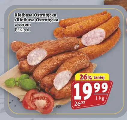 Kiełbasa Ostrołęcka z serem Pekpol promocja w Prim Market