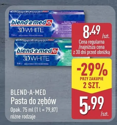 Pasta do zębów różne rodzaje promocja w Aldi