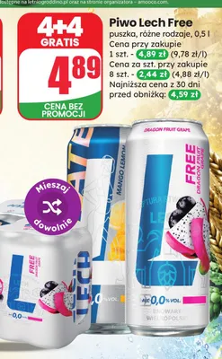 Piwo bezalkoholowe Lech Free Hydrate promocja w Dino