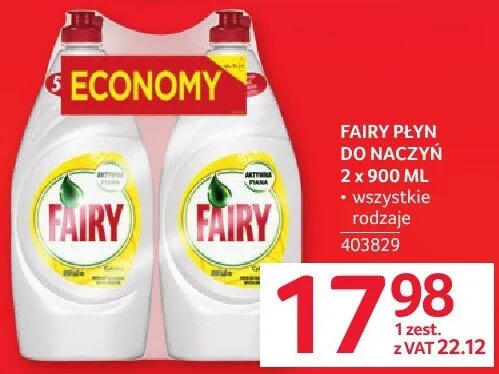 Płyn do naczyń Fairy 2x900 ml promocja w Selgros
