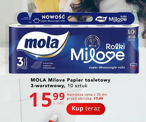 Papier toaletowy Mola Milove 3-warstwowy promocja w Poczta Polska