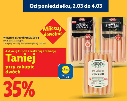 Parówki wszystkie rodzaje promocja w Lidl