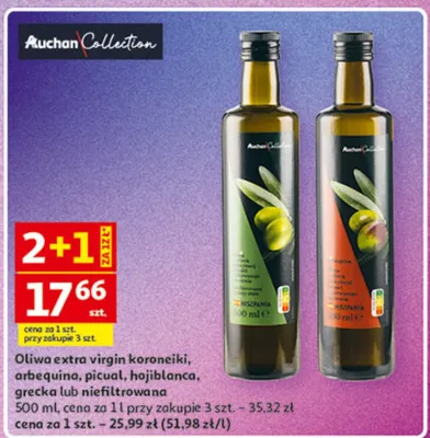 Oliwa extra virgin koroneiki, arbequina, picual, hojiblanca, grecka lub niefiltrowana promocja w Auchan