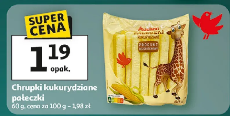 Chrupki kukurydziane paluszki promocja w Auchan