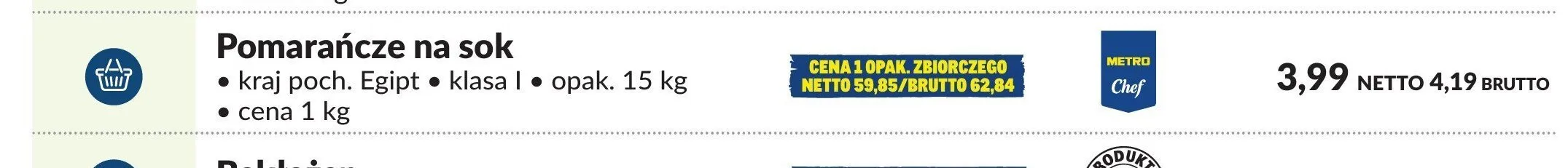 Pomarańcze na sok Metro Chef promocja w Makro