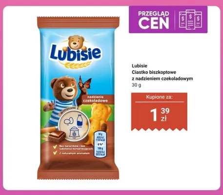 Ciastko biszkoptowe z nadzieniem czekoladowym Lubisie promocja w Dino