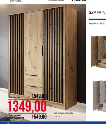 Szafa Nelly 3D dąb artisan lamela czarna promocja w Abra Meble