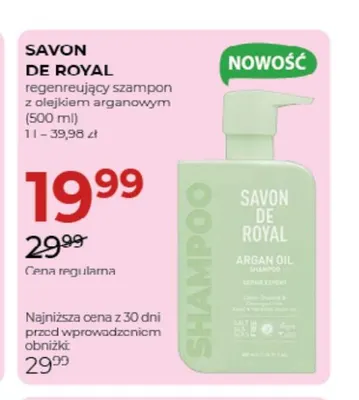 Regenerujący szampon z olejkiem arganowym Savon De Royal promocja w Drogerie Jawa