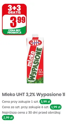 Mleko UHT 3,2% Wypasione Mlekovita promocja w Dino