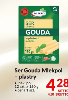 Ser Gouda Mlekpol w plastrach promocja w Makro