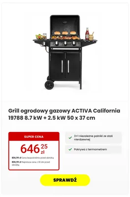 Grill ogrodowy gazowy ACTIVA California promocja w Media Expert