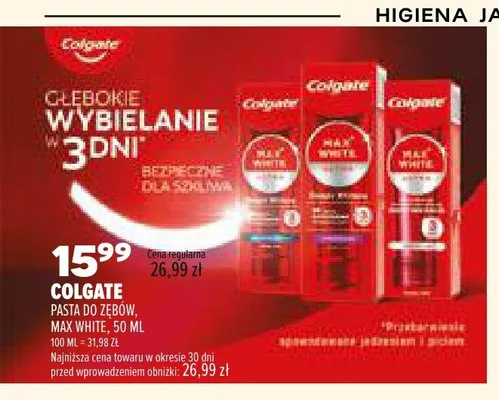 Pasta do zębów Colgate Max White promocja w Drogerie Natura