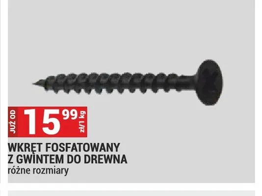 Wkręt fosfatowany z gwintem do drewna promocja w Merkury Market