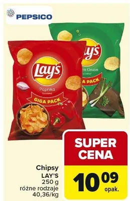 Chipsy LAY'S 250 g różne rodzaje promocja w Carrefour Market