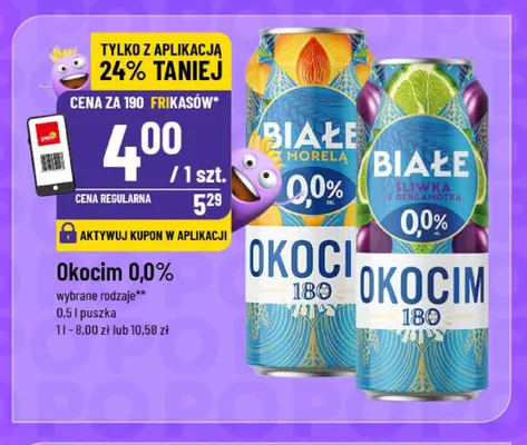 Piwo bezalkoholowe Okocim Białe śliwka z bergamotką promocja w POLOmarket