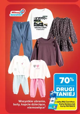 Ubrania, buty, kapcie dziecięce, niemowlęce promocja w Carrefour