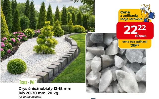 Grys śnieżnobiały 12-18mm lub 20-30mm promocja w PSB Mrówka