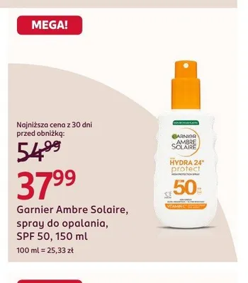 Spray do opalania SPF 50 Garnier Ambre Solaire promocja w Rossmann