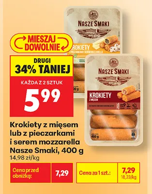 Krokiety z pieczarkami i serem mozzarella Nasze Smaki promocja w Biedronka
