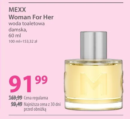 Woda toaletowa damska Woman For Her Mexx promocja w Hebe