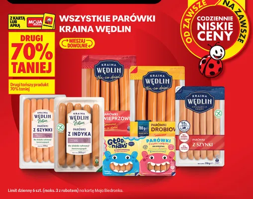 Parówki wieprzowe Kraina Wędlin Na co dzień promocja w Biedronka