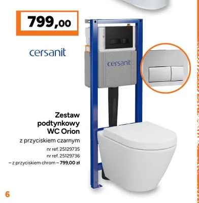 Zestaw podtynkowy Wc Orion z przyciskiem chrom Cersanit promocja w Bricoman