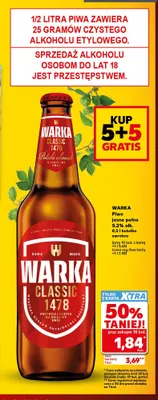 Piwo Warka Classic 5,2% promocja w Kaufland