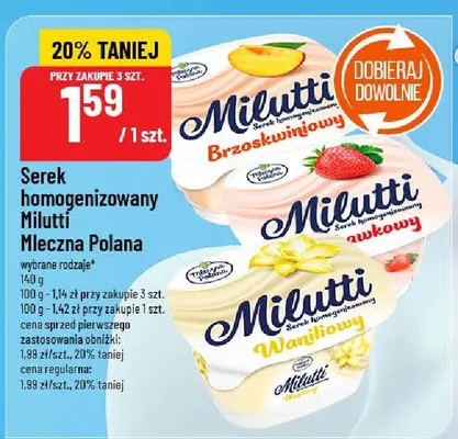 Serek homogenizowany Milutti Mleczna Polana promocja w POLOmarket