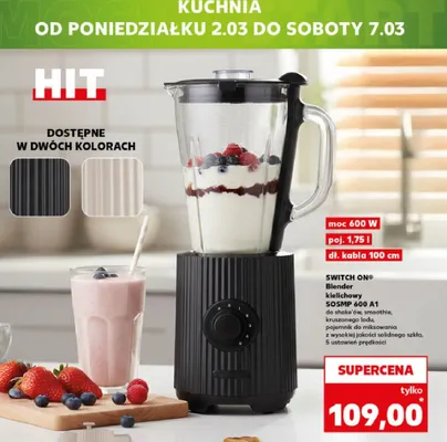 Blender kielichowy SQSMP 600 A1 do shake'ów, smoothie, kruszonego lodu, pojemnik do miksowania z wysokiej jakości solidnego szkła, 5 ustawień prędkości promocja w Kaufland