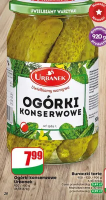 Ogórki konserwowe Urbanek promocja w Dino