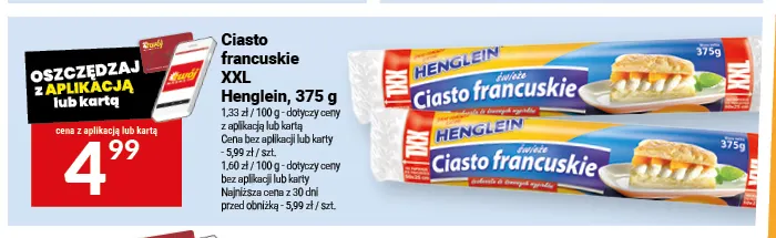 Ciasto francuskie XXL Henglein promocja w Twój Market