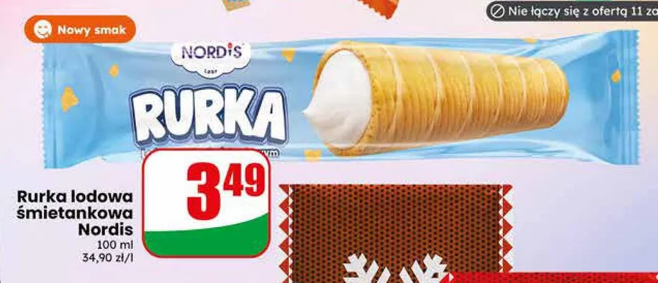 Rurka lodowa śmietankowa Nordis promocja w Dino
