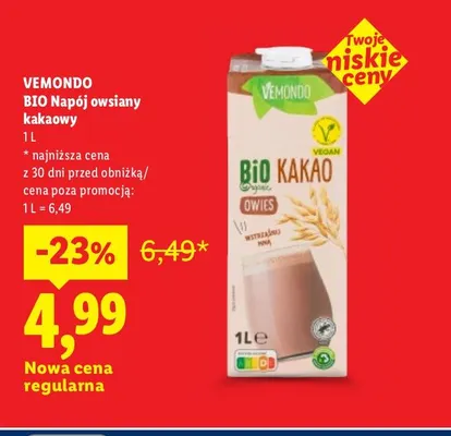 Napój owsiany kakaowy Vemondo promocja w Lidl