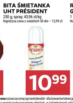 Bita śmietanka UHT Président spray promocja w Stokrotka