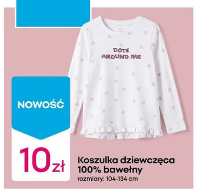 Koszulka dziewczęca 100% bawełny promocja w Pepco